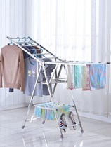 Drying towel rack floor-standing folding indoor sun household balcony stainless steel drying rack simple outdoor cold hanger Mobile