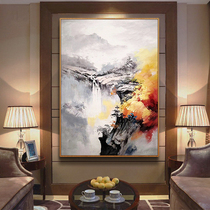 New Chinese oil painting pure hand-painted Mountain clear scenery painting modern living room porch decorative painting corridor aisle hanging painting