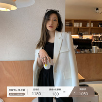 MSBEAST spring and autumn fashionable imitation texture Japan imported triacetic acid micro wide shoulder blazer women spring and autumn