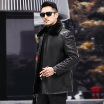 Leather mens leather mink liner detachable goat leather jacket leather wool one-piece mink coat whole mink coat winter