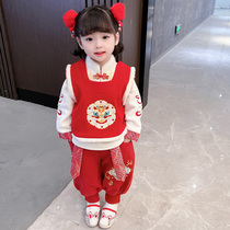 Chinese girls' winter new year clothes children's Chinese style children's fleece tang clothes children's new year baby wedding clothes