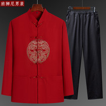 Tang suit spring and summer suit for men and women middle-aged and elderly red birthday celebration birthday wedding birthday father and mother couple thin suit