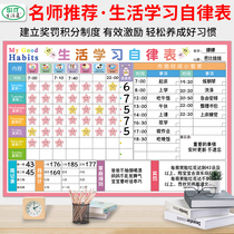 Life learning self-discipline table childrens reward and punishment record form good habits reward stickers primary school schedule rest time Wall sticker punch-in points reward and punishment mechanism self-discipline artifact