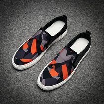 Hong Kong Tide Cards Summer Mens Sails Cloth Shoes Han Edition Printed Breathable Casual Shoes Inlenle Foeshoe One foot pedal mens shoes