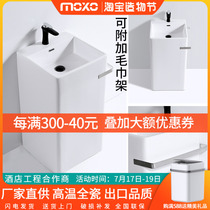 One-piece ceramic column basin Balcony washbasin square bathroom Household large washbasin Floor-to-ceiling washbasin