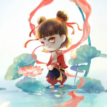 New printed DMC cross stitch bedroom childrens room animation cartoon hanging painting Nezhas demon boy