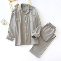 Cotton sanding autumn couples pajamas cotton long sleeve spring and autumn men's and women's home clothing set solid color breathable