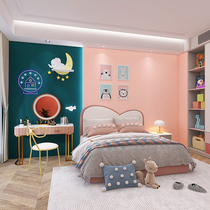 Pure colour bamboo wood fibre integrated wall panel ink green spot buckle plate wall bedroom headboard background powder colour protection wall panel