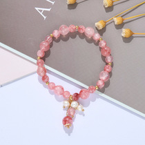 2021 new pink crystal strawberry crystal bracelet fashion girl bracelet birthday student gift