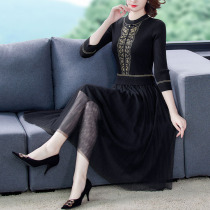Middle-aged and elderly womens size 2020 new fashion fat mm temperament French thin style chiffon dress skirt