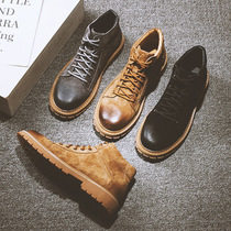 Boomers Mens shoes 2022 Summer new Martin Boot Mens version Trend High Help 100 lap Inn Leisure genuine leather short boots