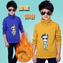 Boys high-neck T-shirt new autumn and winter cotton base shirt Tong casual round neck plus velvet padded coat tide 7