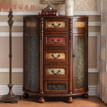 American Solid Wood Retro Semi-Park Bucket Color Painting Old Four Five-Double Multi-function Small Household Storage Cabinet