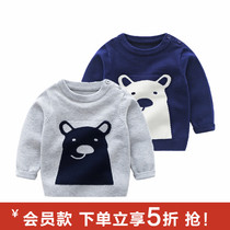 Baby baby sweater male spring and Autumn childrens boy round neck pullover head and shoulder buckle cardigan Newborn male baby sweater thin