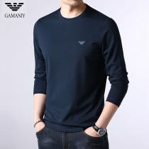 Qi Armani Ai Sang silk long-sleeved t-shirt male round collar autumn winter man with velvet bottom sweater