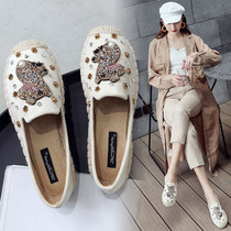 Hong Kong Tide Card 100 Hitch Fisherman Shoes Woman 2022 Spring new Korean version 100 lap soft bottom flat bottom One foot pedal sloth shoes