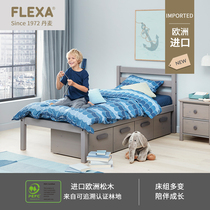 FLEXA Denmark brand Nordic imported solid wood simple childrens single bed multi-function locker