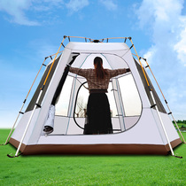 Outdoor fully automatic speed-opening large tent aluminum alloy hexagonal 3-4-5-8 people sun-proof and rain-proof camping double-layer