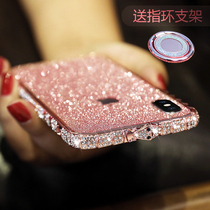 For apple xsmax mobile phone case rhinestone new iphone7plus diamond frame 6plus metal apple 8 flash powder film 8Plus anti-fall full package 6s net red with x