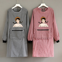 Pure Cotton Hood Adult Apron apron Long sleeves Home Kitchen Waterproof Oil Proof Day Fashion Women Cooking Work Jacket