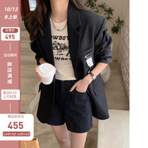 Black blazer women spring and autumn 2021 new design sense niche loose profile oversize suit women tide
