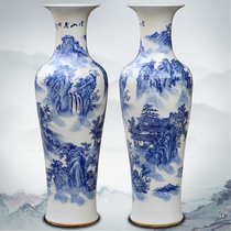Jingdezhen Qinghua Porcelain Hand-painted Yunshan Xiufeng Peak Landing Large Vase Home Living Room Ceramic Pendulum store Decorations