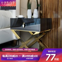 Simple modern stainless steel golden bedside table creative paint locker bedroom mini personality ins side table