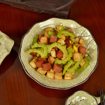 Wind 8 Inch Day Style Lotus Pan High Temperature Glazed Cutlery Dish Green Vegetable Dishes Home Plate Round Dish Sarratpan