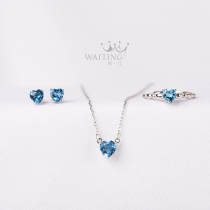 Love heart-shaped necklace female sterling silver collarbone earring ring set simple light luxury niche design birthday gift