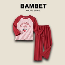 Italy BAMBET spring and autumn girls cotton pajamas middle child long sleeve Princess cute home clothing set thin