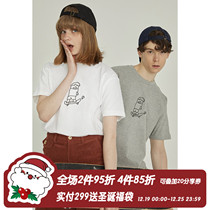 square houlest2021 summer old print girl T-shirt couples wild casual loose short sleeve