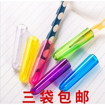 Student pen cap triangle pencil sleeve anti-rolling transparent pencil cap pen head child protective cover transparent 5 Pack