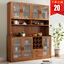Nordic solid wood color high dining side cabinet Modern large capacity restaurant tea and wine cabinet Multi-function wine rack cupboard locker