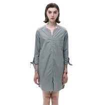 NOME spring and summer new strap shirt skirt simple versatile womens green mid-sleeved dress W8E2L11P0005