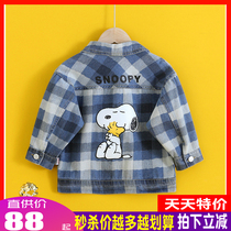 Childrens Spring-Style Plaid Denim Jacket History Nubi Boy Printed Cartoon Denim Clothing Jacket Blouses