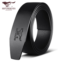 Seven wolves without head leather strap male leather strap not taking the lead in mens belt automatic buckle pants with strips 2021 new