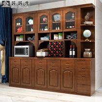Solid wood wine cabinet Chinese dining side cabinet modern wall tea cabinet restaurant large capacity locker household cupboard cabinet