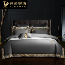 140 pure cotton eight sets of European and American wind pure color embroidery double quilt cover bed linen sample plate room bed goods kit