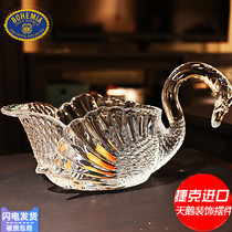 Czech BOHEMIA original Imported Crystal Glass Swan Fruit Pan Fashion Wedding Home Decoration Items Swing