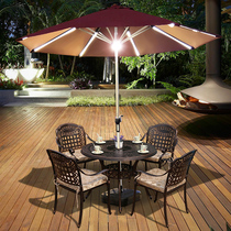 Outdoor parasol beach umbrella outdoor solar with lights LED courtyard umbrella folding 3 M banana umbrella