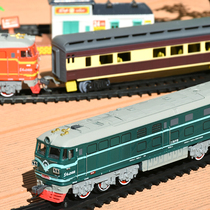 Childrens electric green leather Dongfeng 4B internal combustion engine train track toy High-speed rail small train set track toy