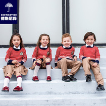 Kindergarten school uniform British style sweater suit Primary school class dress Autumn and winter college style childrens performance suit Short skirt female