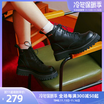 littlegood British style dark Martin boots womens autumn and winter new niche retro short boots all-match motorcycle boots
