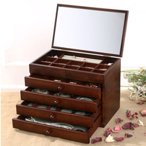 High-grade solid wood flat cover four-leaf clover first jewelry storage box retro Chinese jewelry box new products