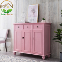 American Countryside Minimalist Modern Genguan Cabinet Solid Wood Three Doors 1 2 m Shoe cabinet Home Large-capacity Entrance Containing Cabinet