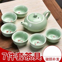 Special-priced green porcelain tea pot ceramic suit house with simple bubble teapot teacups and tea set of glass kung fu tea set