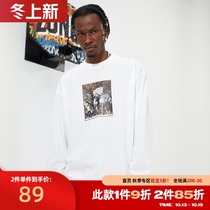 ZONOS 2021 New Street print long sleeve T-shirt mens trend loose casual sweat absorption cotton round neck top