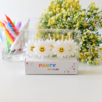 INS Korean little daisy candle birthday decoration scene decoration dessert cake dress up baking Japanese and Korean style white chrysanthemum