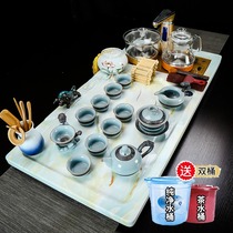 Kongfu tea suit tea tray stone disc light extravagant upscale home automatic minimalist living-room integrated tea table drainage
