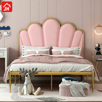 Modern minimalist environmentally-friendly Nordic ins net red bed light extravagant princess iron art bed gold double bed with extreme simplicity 1 8 m bed